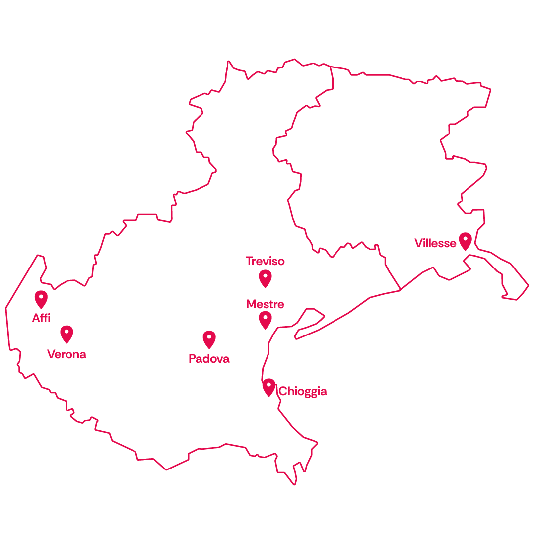 Mappa con le location Outlet Veneto Mobili